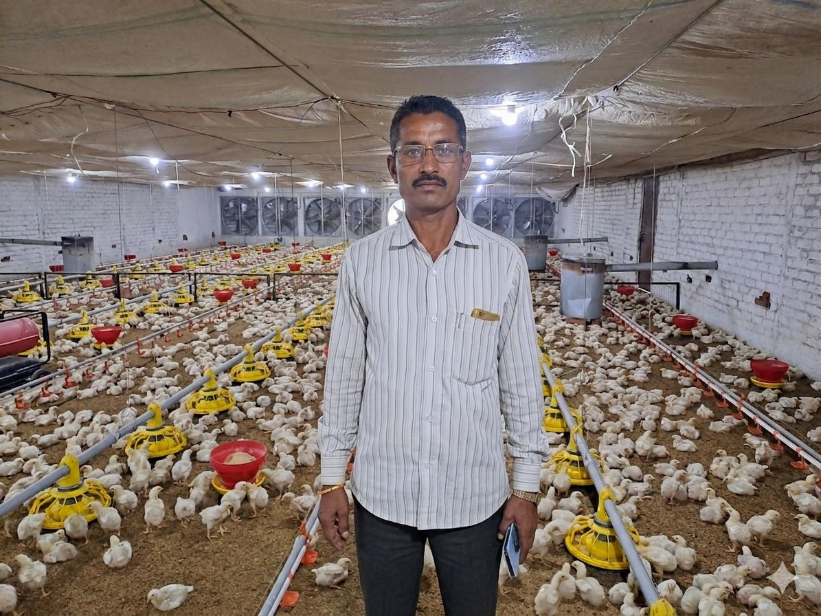 Sinnar farmer achieving poultry mortality control and weight gain with Soft Electronic Water Conditioner.