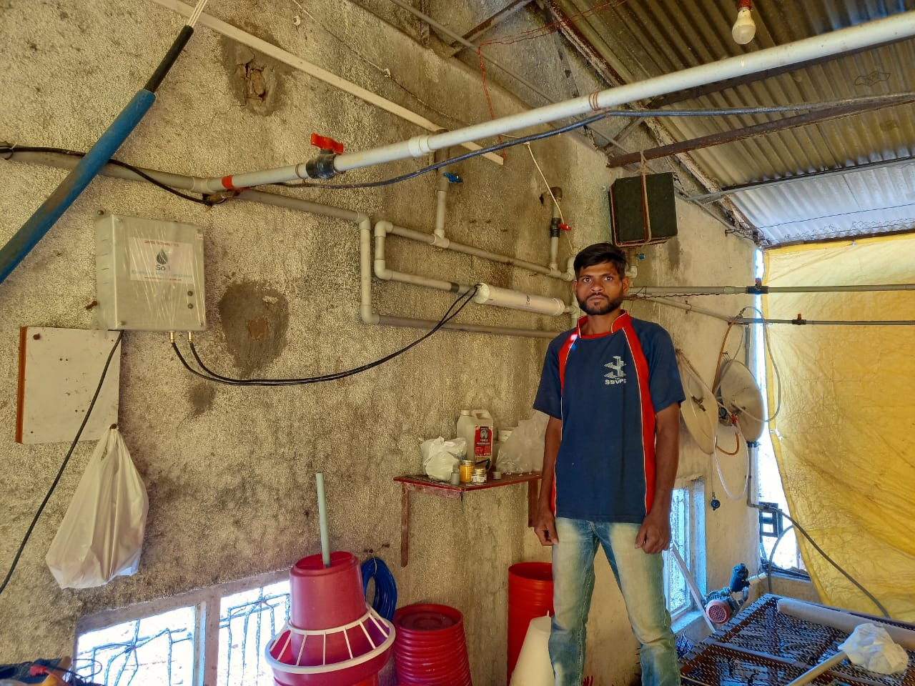 Electronic water softener for poultry farm